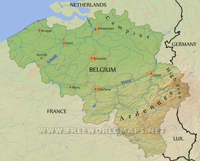 Belgium physical map
