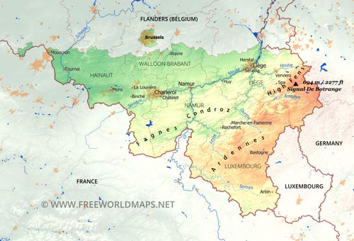 Wallonia physical map