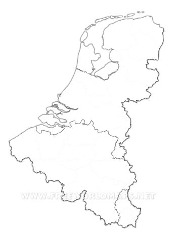 Benelux printable outline map