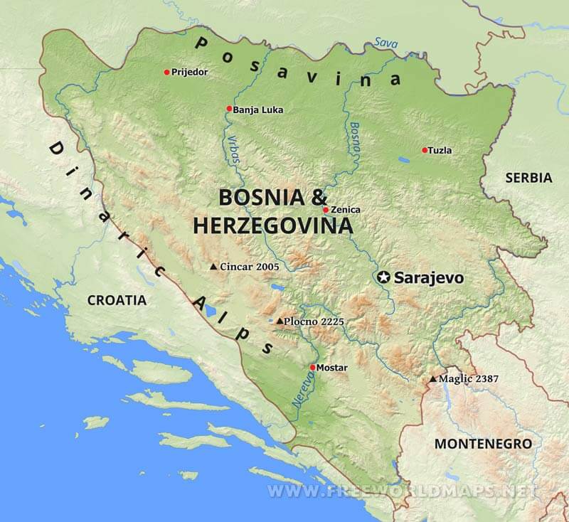 Bosnia Physical Map
