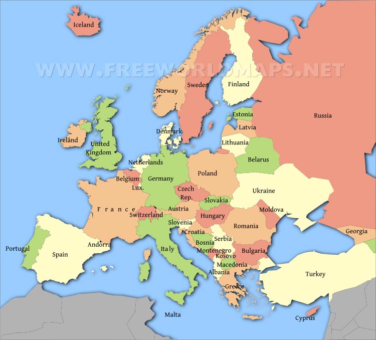 Mapa da Europa  Europe map, World map with countries, Map