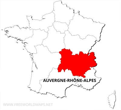Auvergne-Rhône-Alpes location on France map Auvergne-Rhône-Alpes location on France map