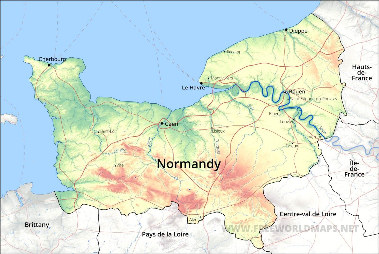 Map France Normandy - Best Map of Middle Earth