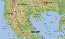 Physical map of Greece