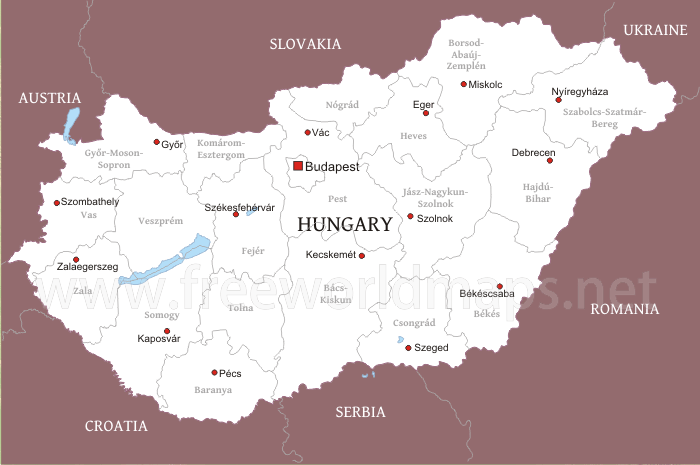 Hungary Political Map Hungary Political Map