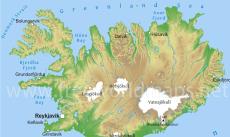 Physical map of Iceland