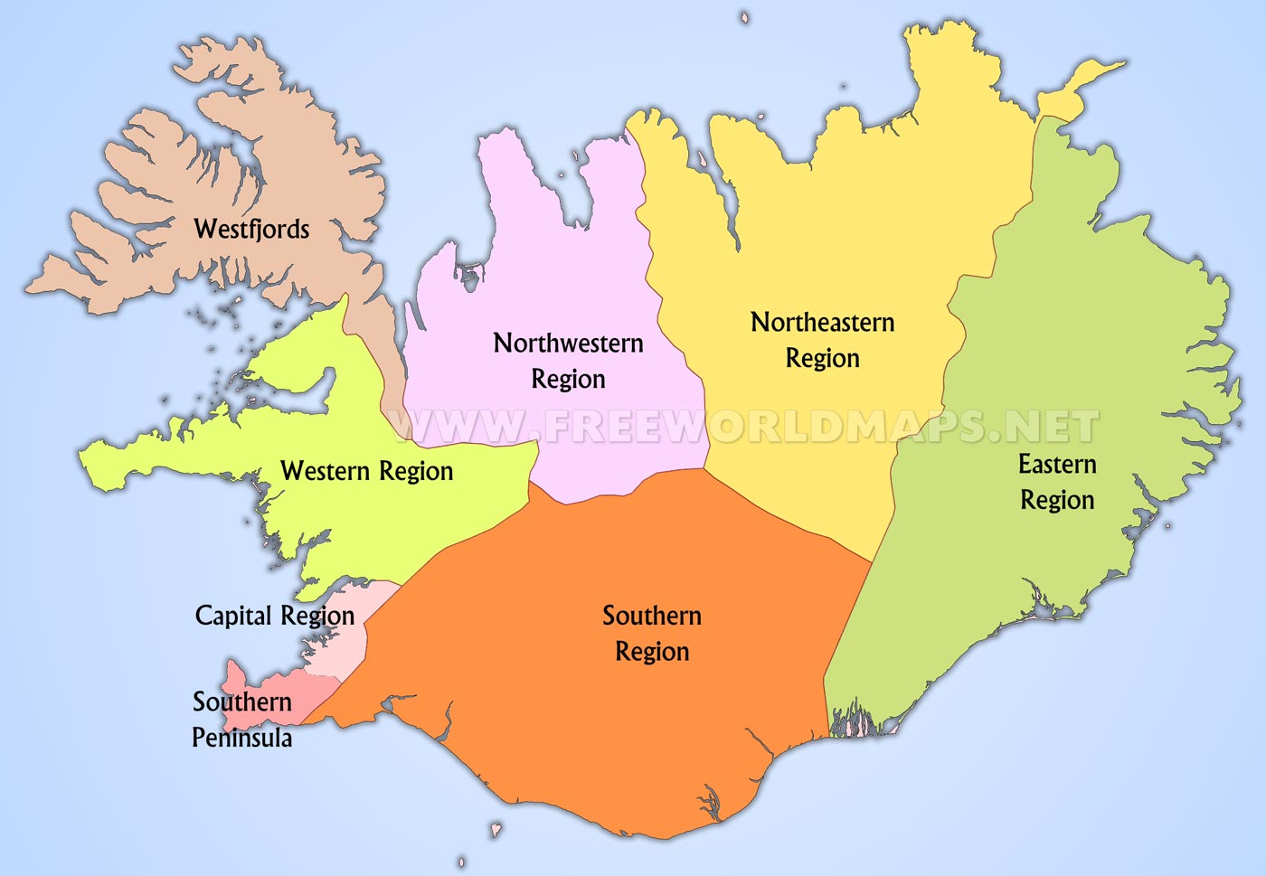 Iceland Political Map Iceland Political Map