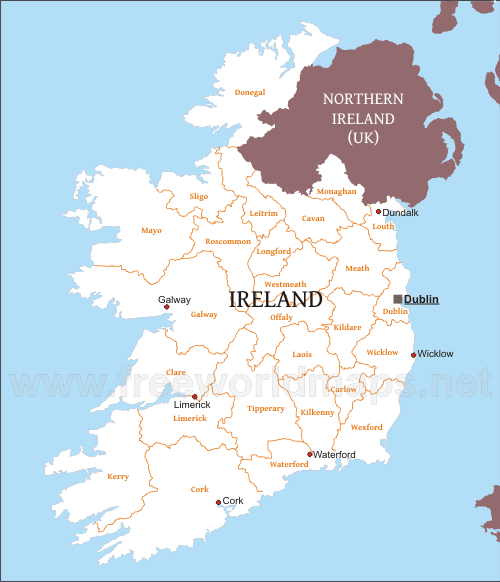Ireland Political Map Ireland Political Map