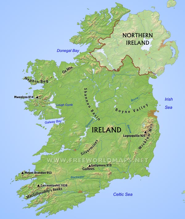 Ireland Physical Map Ireland Physical Map