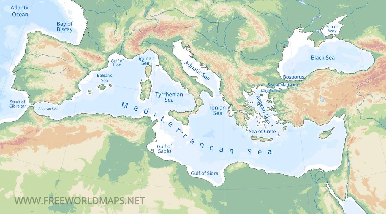 Blank Map Of Mediterranean Region. 