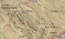 Physical map of Montenegro