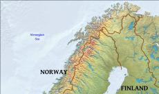 Physical map of Norway