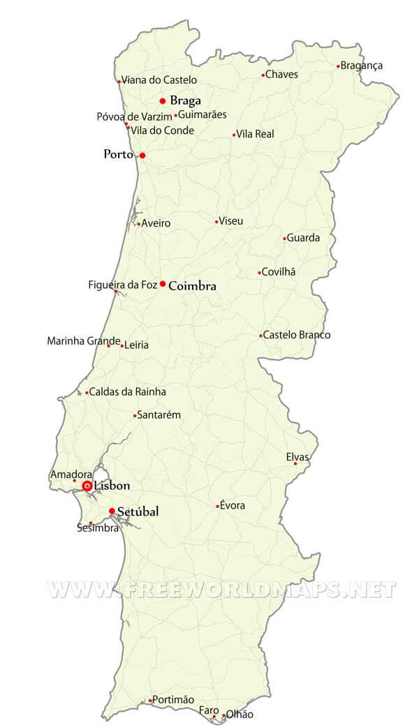 Printable Map Of Portugal With Cities And Towns Printables Templates Free