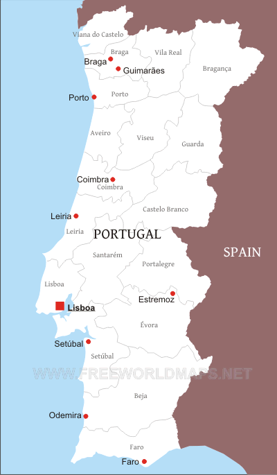 Portugal Political Map Portugal Political Map
