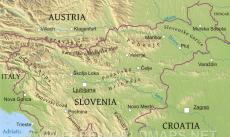 Physical map of Slovenia