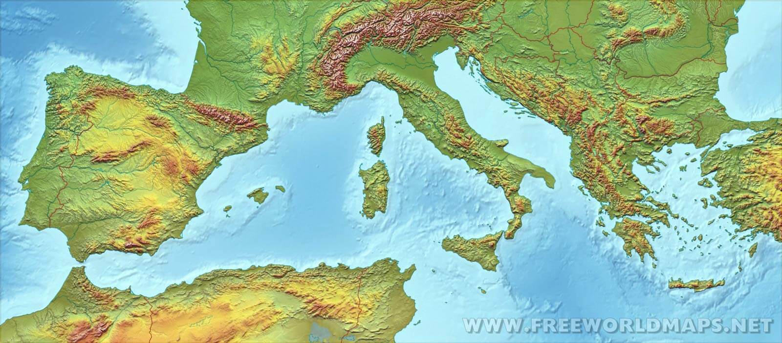 physical map of europe aegean sea