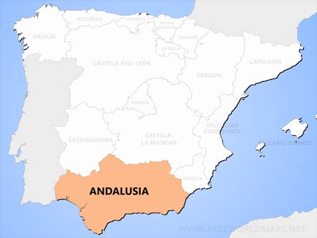 Andalusia location on Spain map