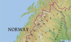 Physical map of Sweden