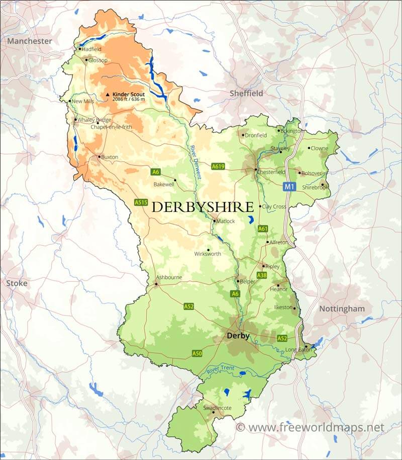 Derbyshire map