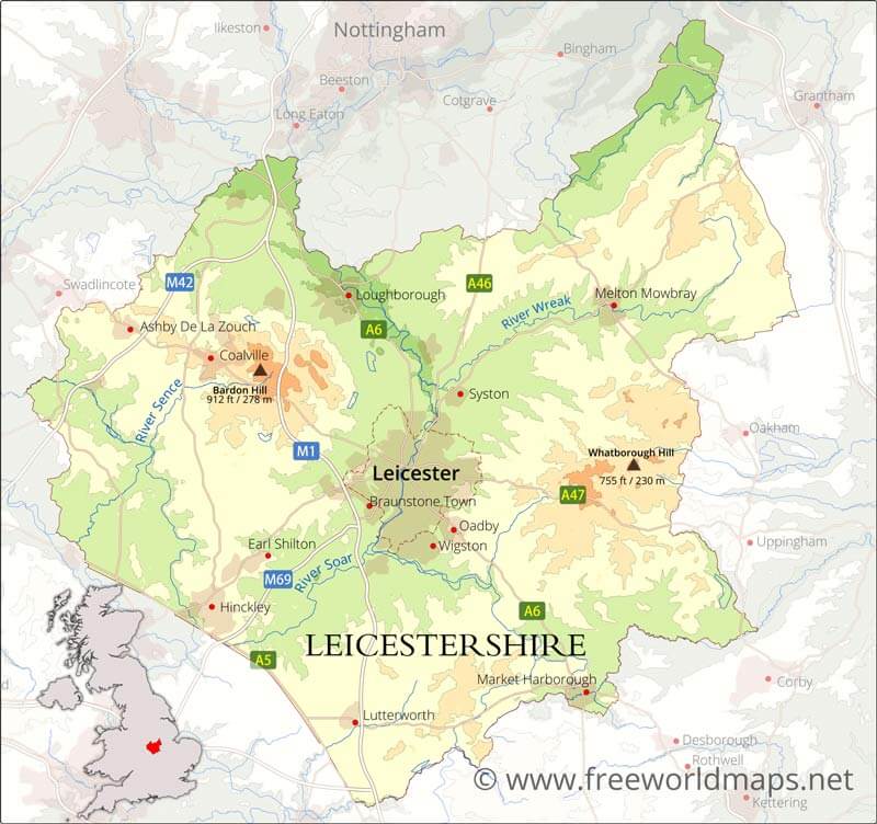 Leicestershire map