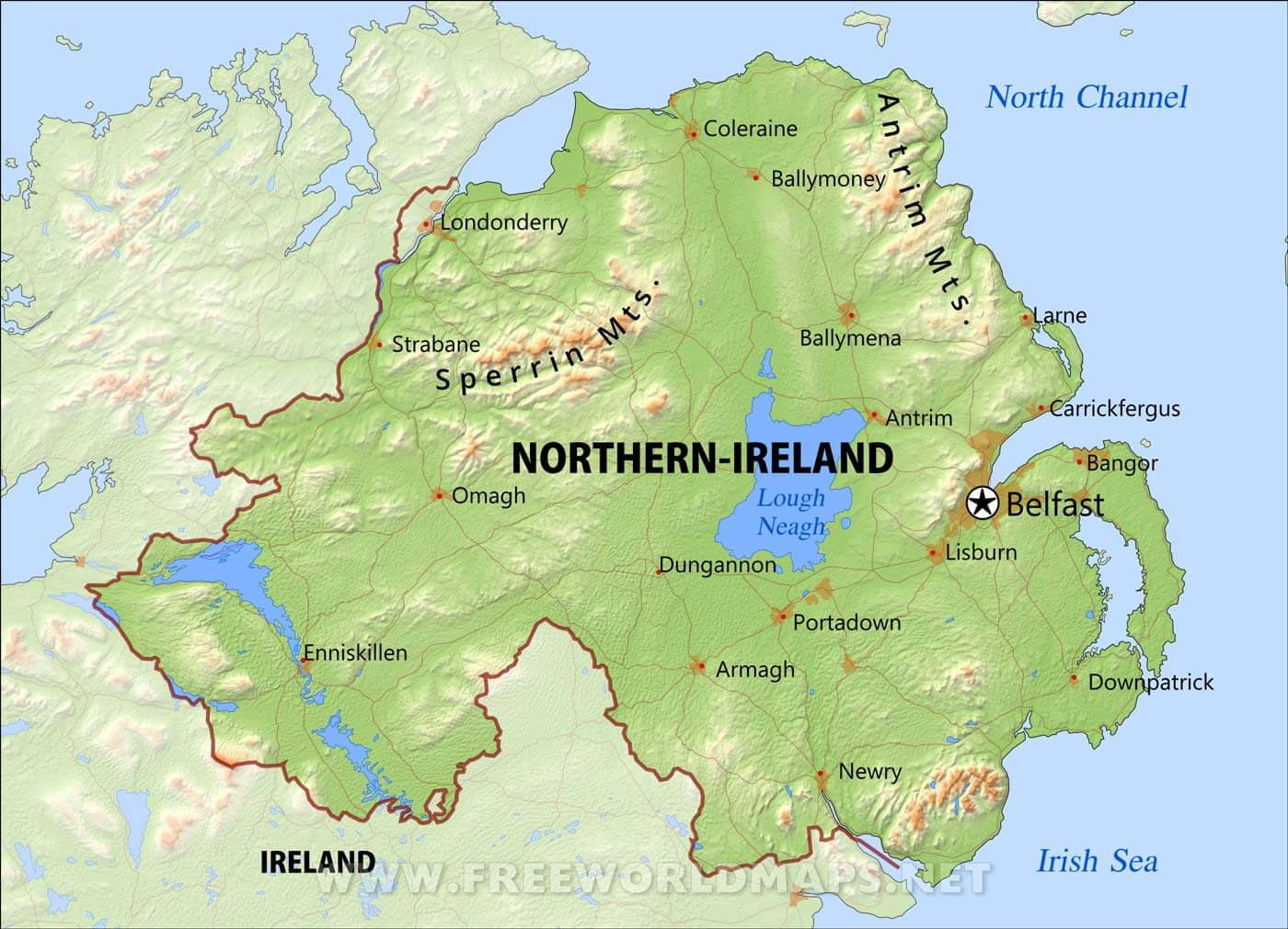 Northern Ireland Physical Map