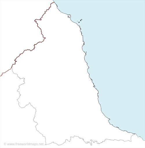 North East England blank printable map