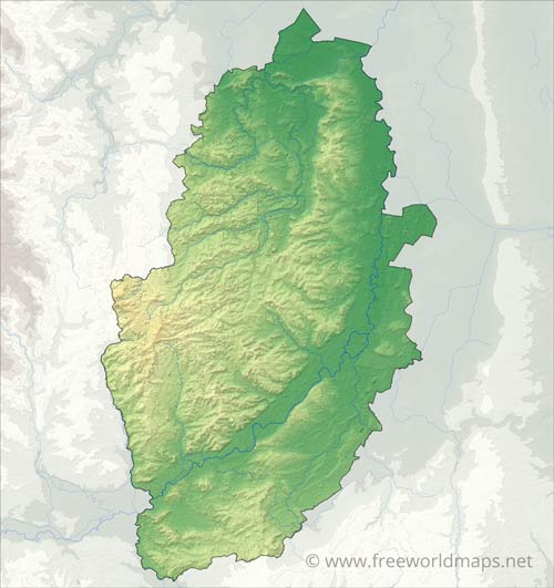 Nottinghamshire relief map