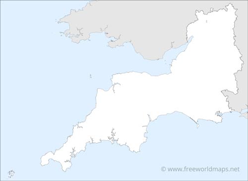South West England blank printable map