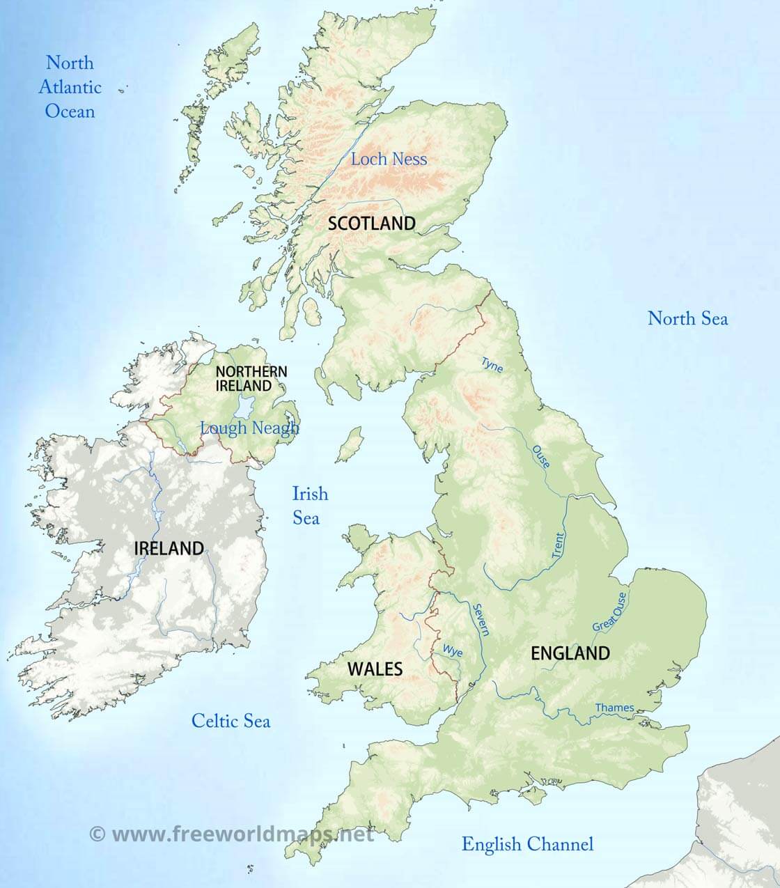 United Kingdom Physical Map