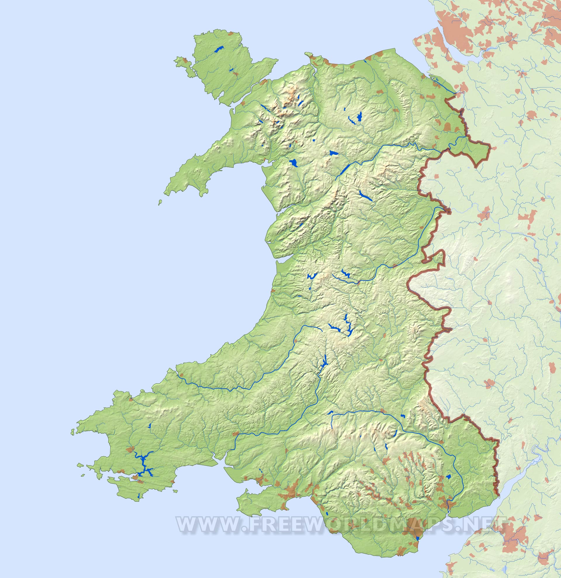 Wales Physical Map