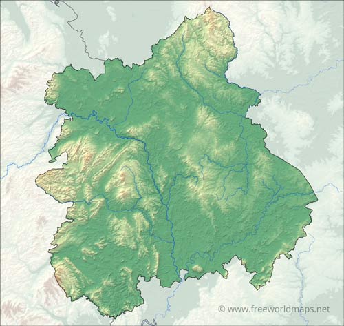 West Midlands relief map