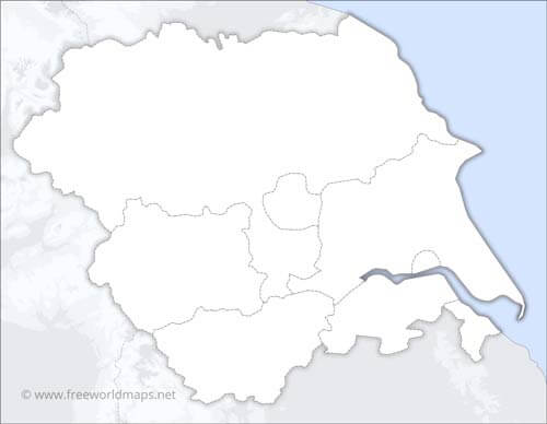 Yorkshire and the Humber blank printable map