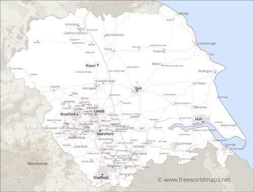 Yorkshire and the Humber cities towns