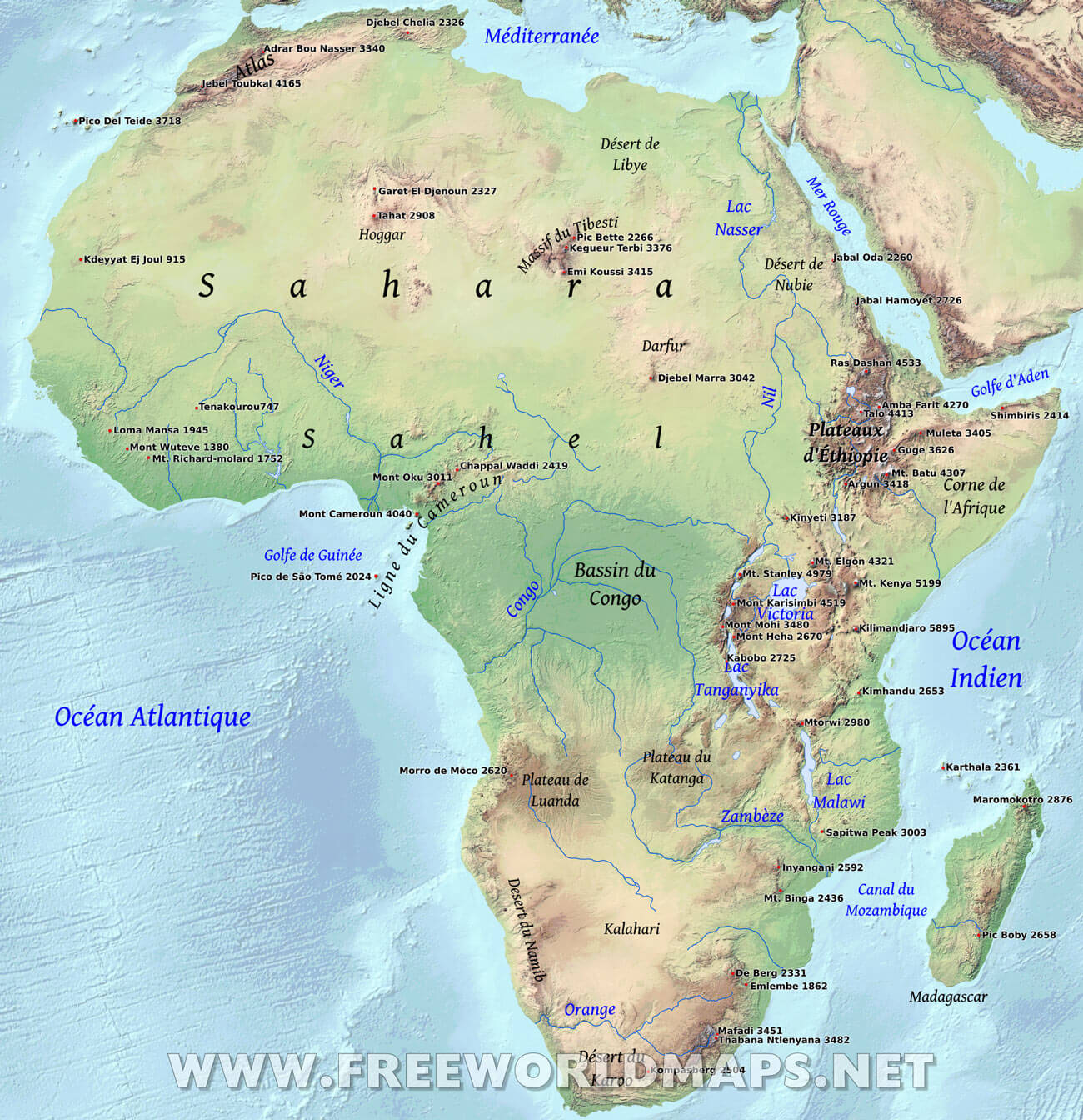 carte afrique fleuve