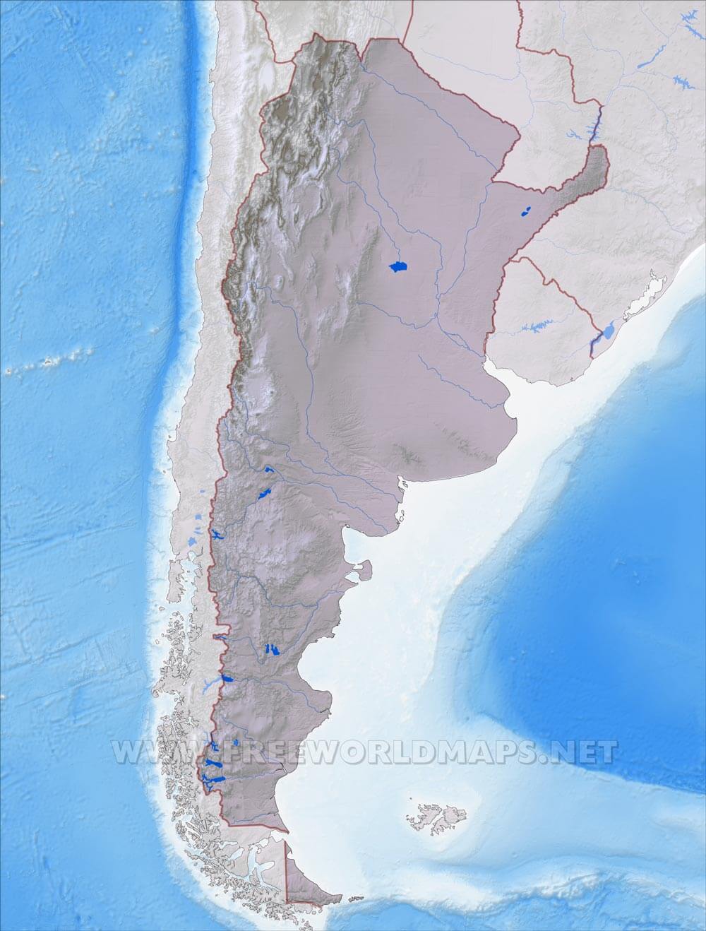 Carte muette Argentine physique