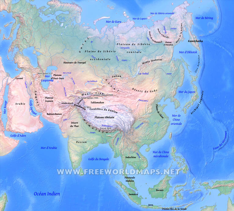 Carte de l'Asie