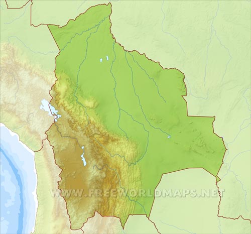 Carte muette Bolivie physique