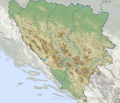 Carte muette Bosnie physique