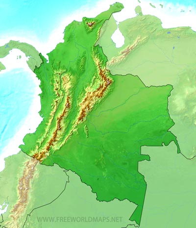 Carte muette Colombie physique