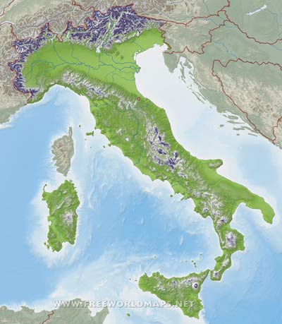 Carte muette Italie physique