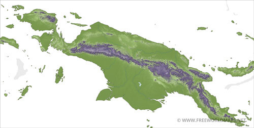 New Guinea relief HD blank map