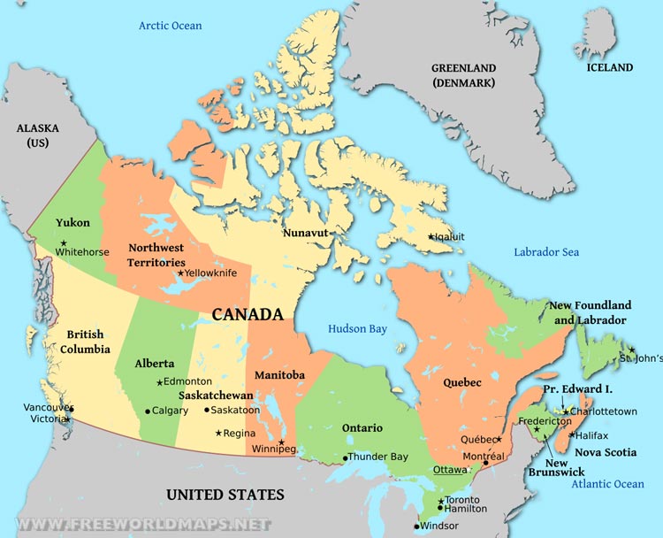 Political Canada map