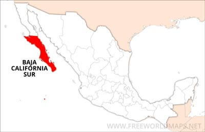 Baja California Sur location on Mexico map