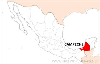 Campeche location on Mexico map