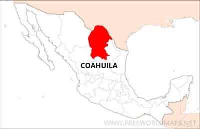 Coahuila location on Mexico map