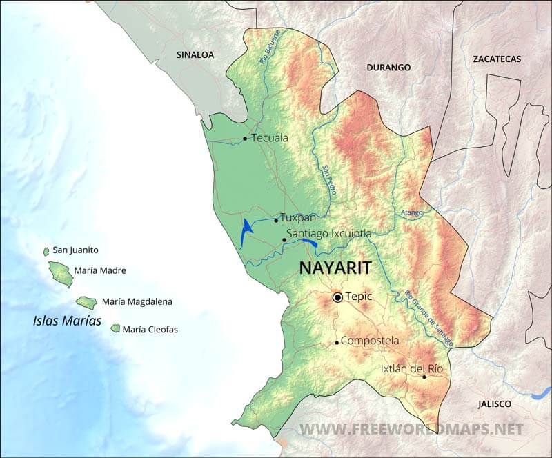 Nayarit map