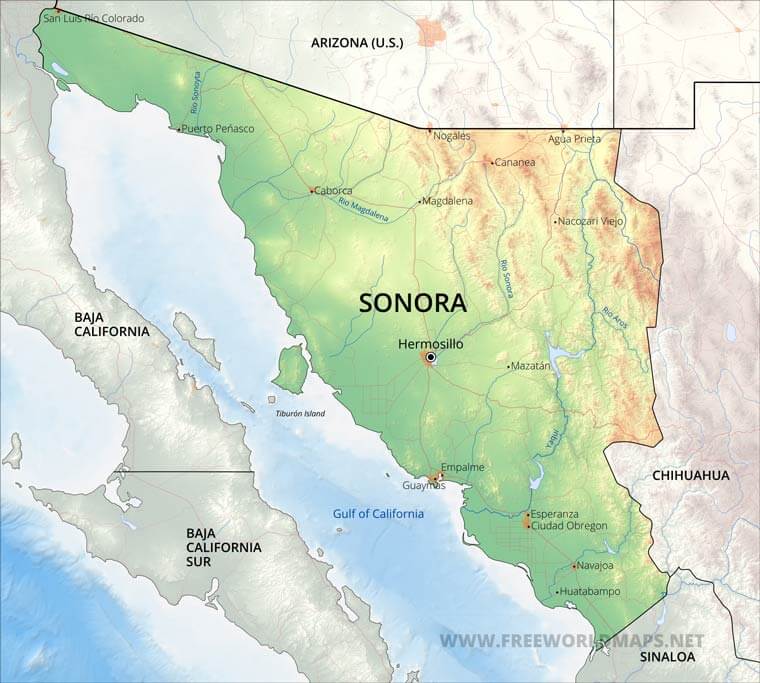 Sonora map Sonora map