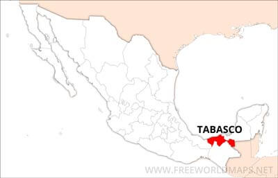 Tabasco location on Mexico map