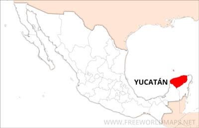Yucatán location on Mexico map