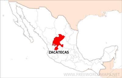 Zacatecas location on Mexico map